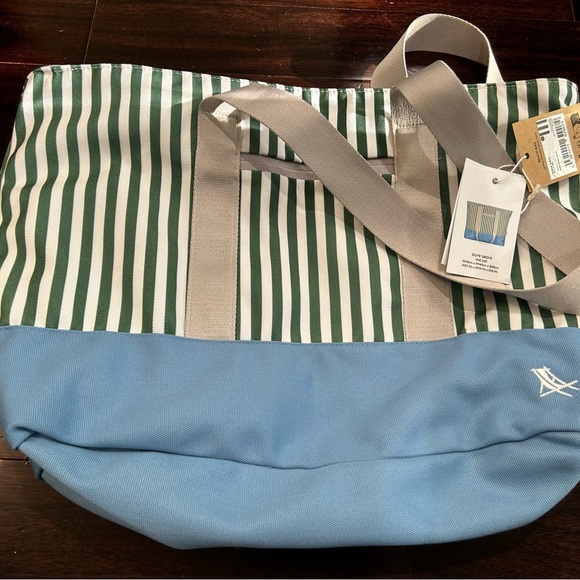 Striped Green and Blue Beach Bag - Picture 3 of 6